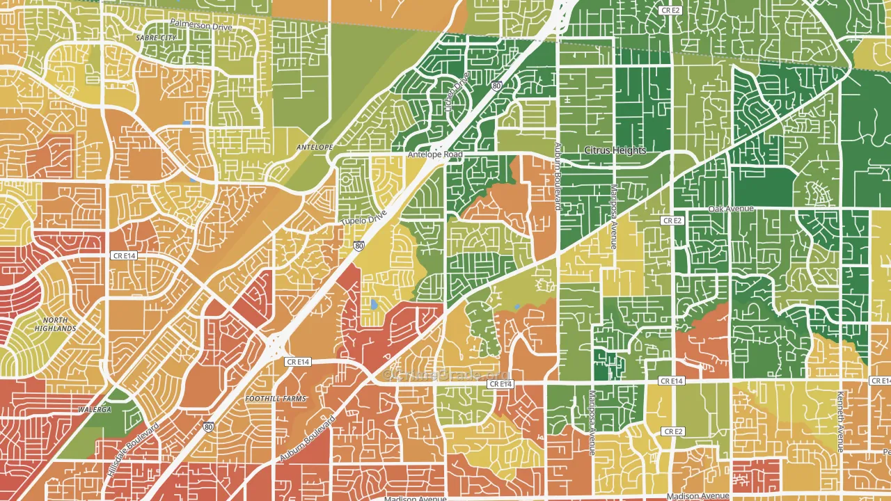 95621, CA Map of Theft Rates