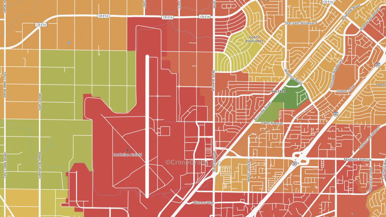 95652, CA Map of Theft Rates
