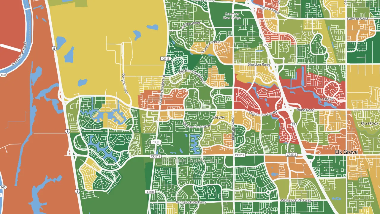 95758, CA Map of Theft Rates