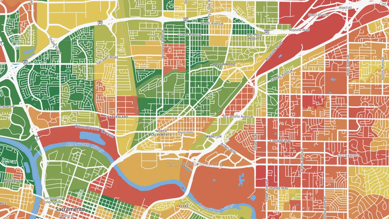 95815, CA Map of Theft Rates