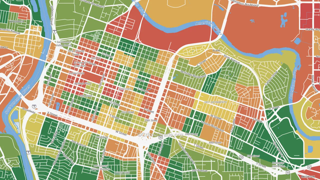 95816, CA Map of Theft Rates