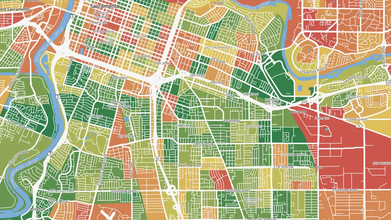 95817, CA Map of Theft Rates