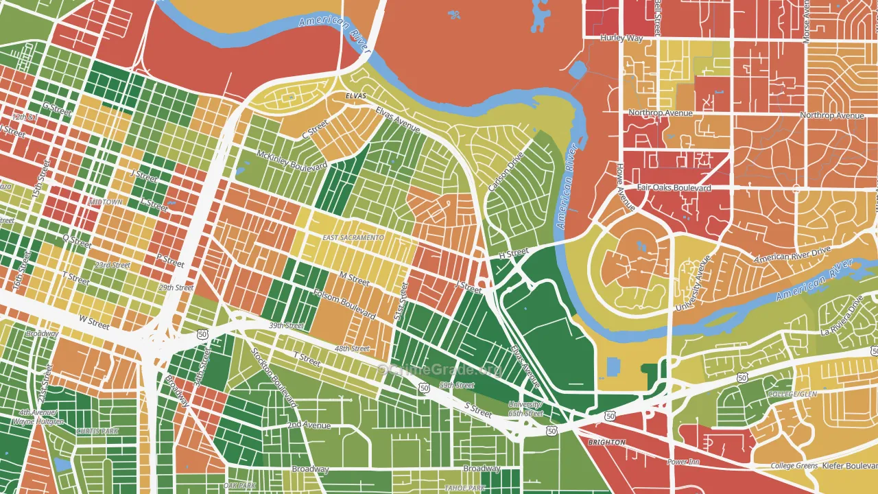 95819, CA Map of Theft Rates