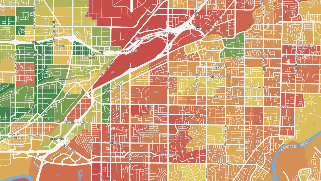 95821, CA Map of Theft Rates