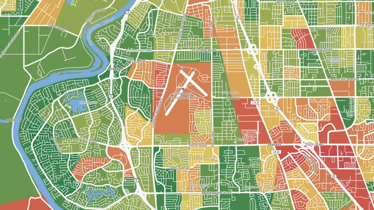 95822, CA Map of Theft Rates