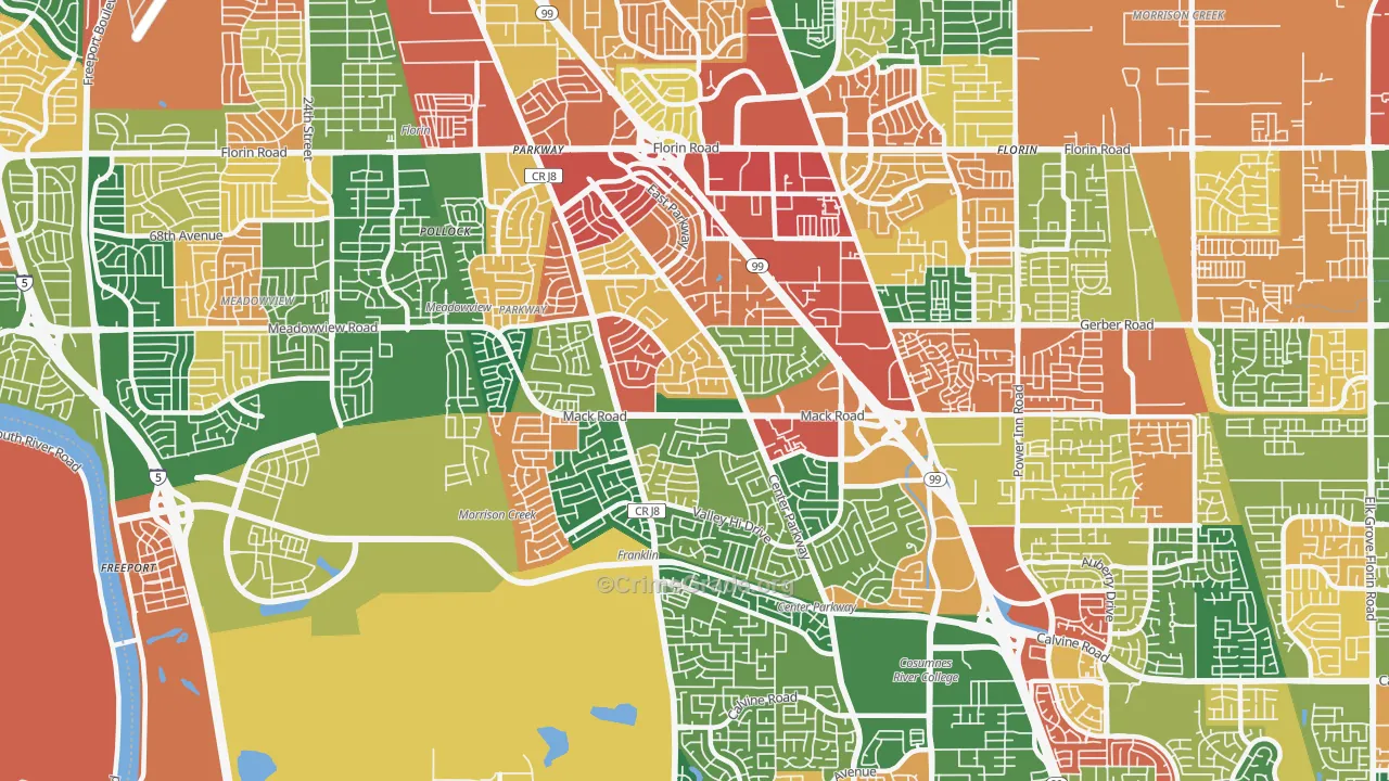 95823, CA Map of Theft Rates
