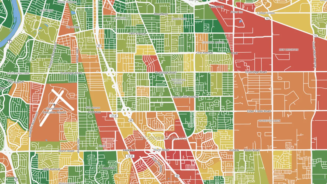 95824, CA Map of Theft Rates