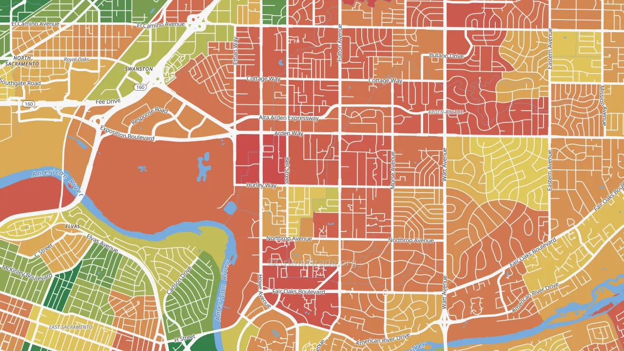 95825, CA Map of Theft Rates
