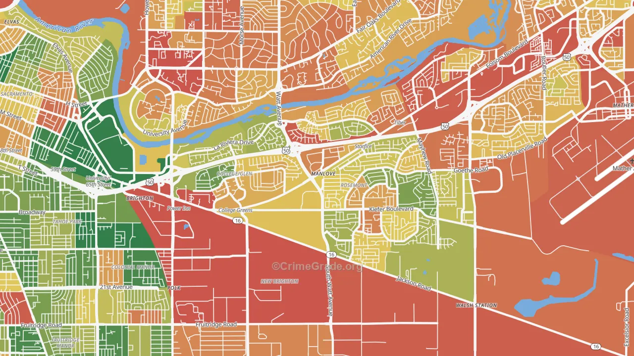 95826, CA Map of Theft Rates