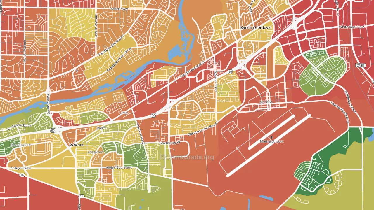 95827, CA Map of Theft Rates
