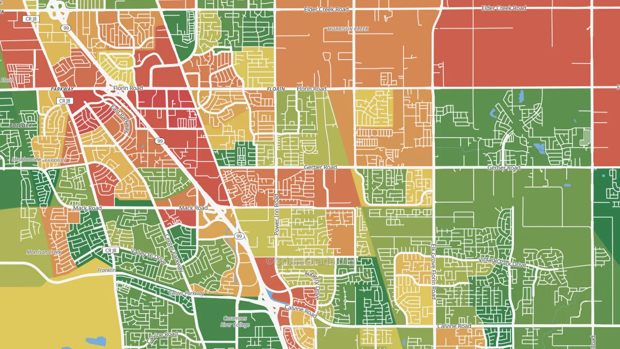 95828, CA Map of Theft Rates