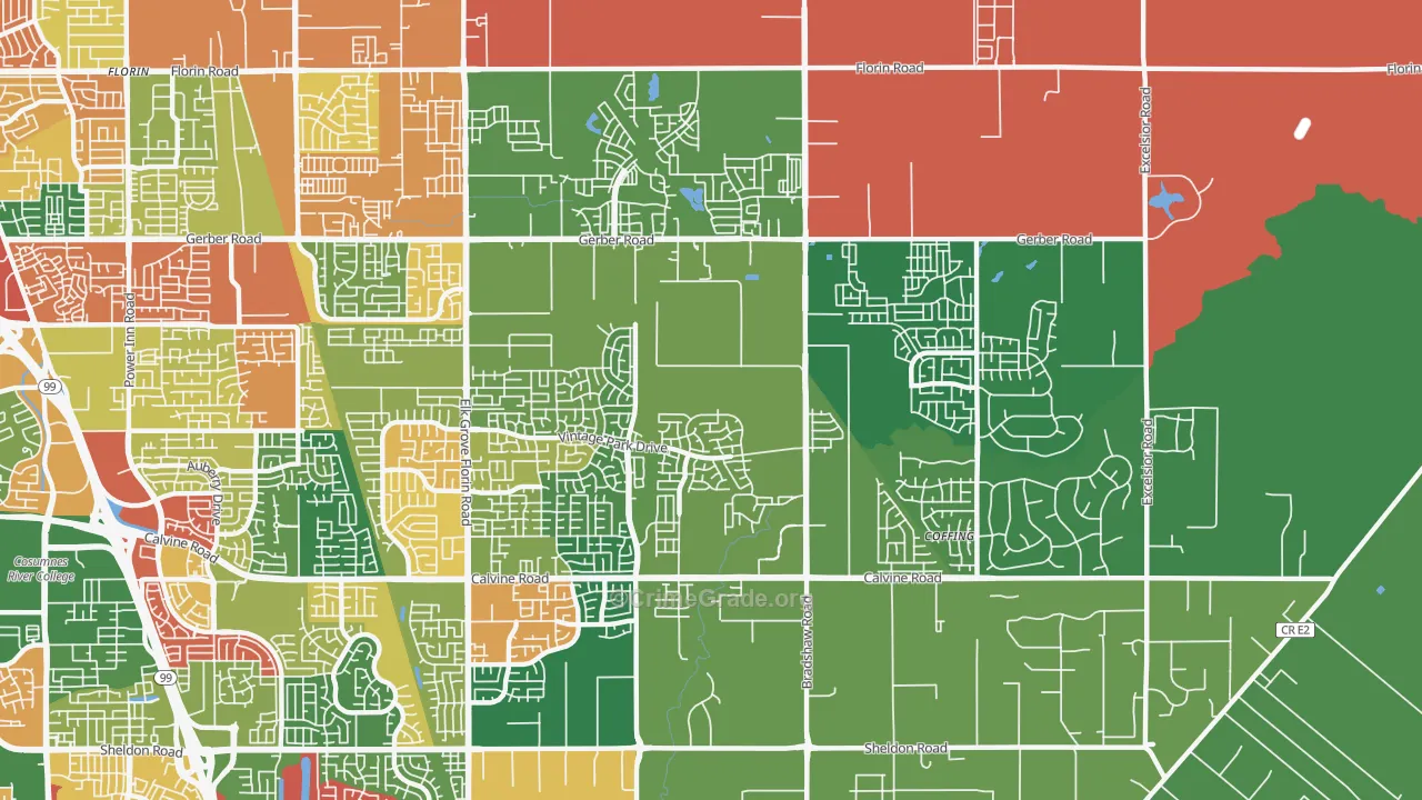 95829, CA Map of Theft Rates