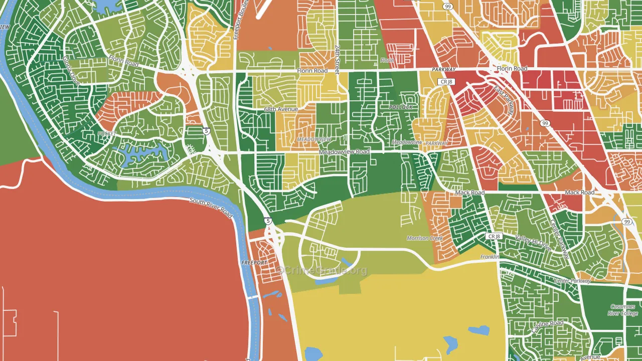 95832, CA Map of Theft Rates