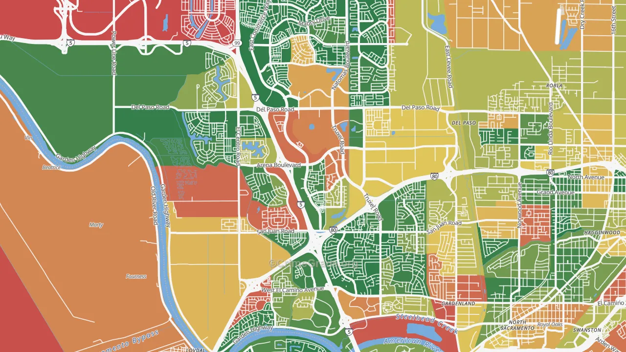 95834, CA Map of Theft Rates