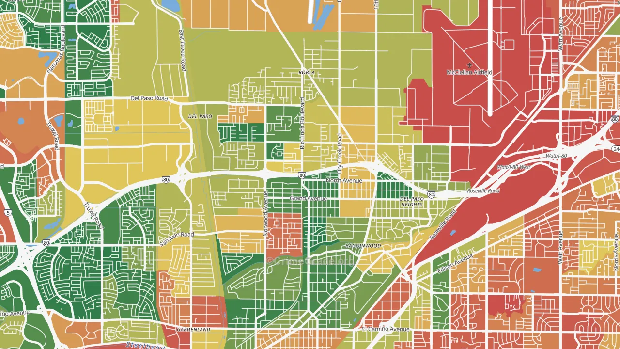 95838, CA Map of Theft Rates