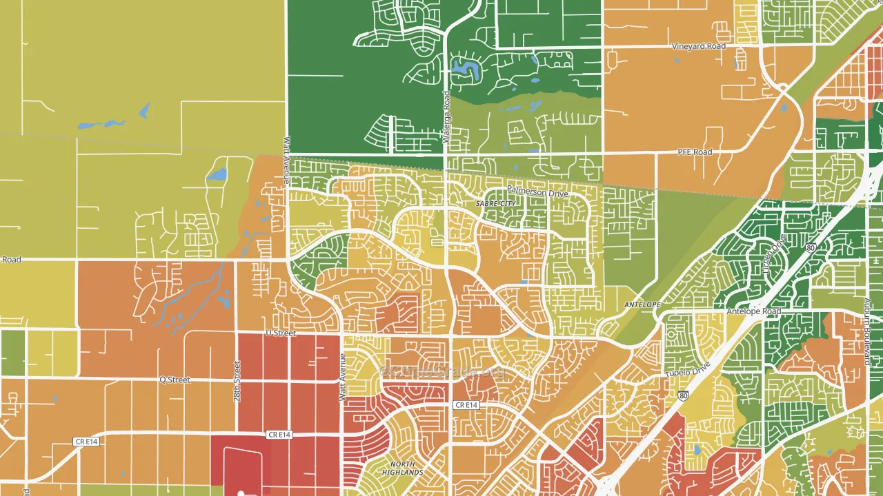 95843, CA Map of Theft Rates