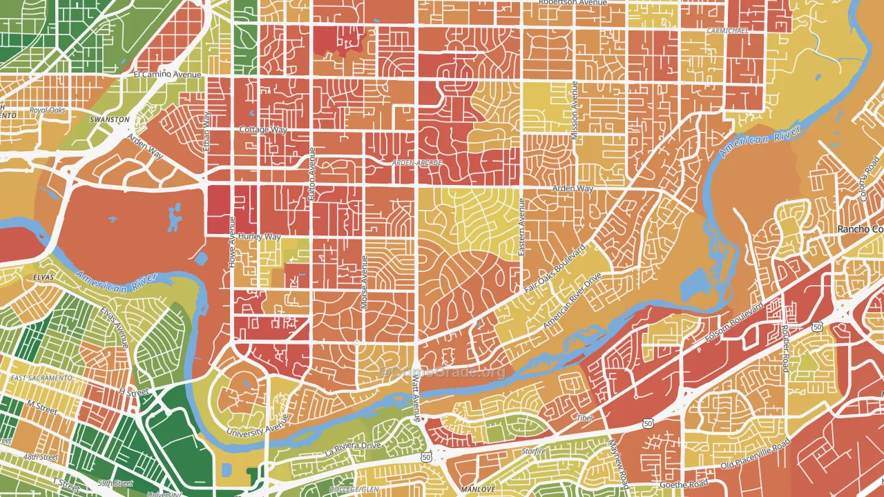 95864, CA Map of Theft Rates