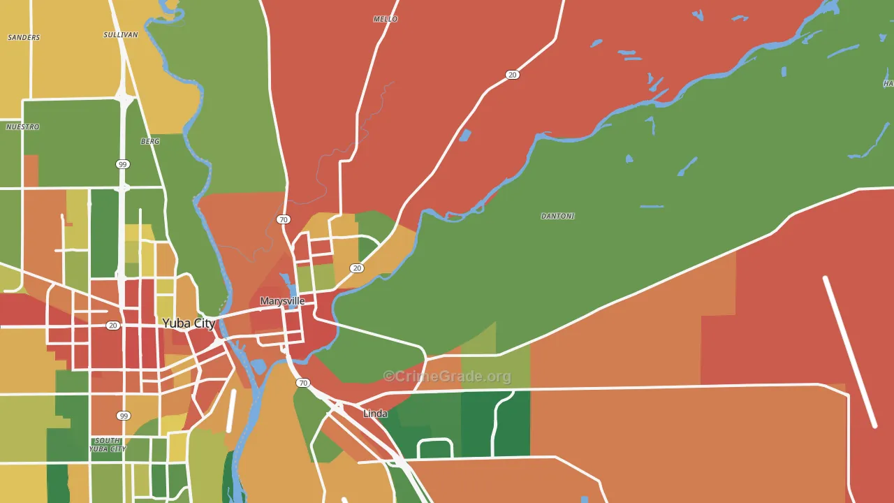 95901, CA Map of Theft Rates