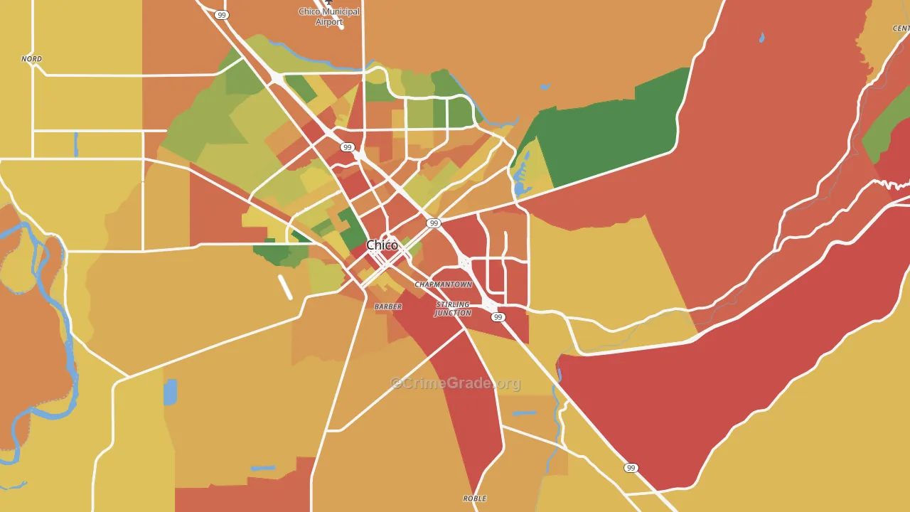 95928, CA Map of Theft Rates
