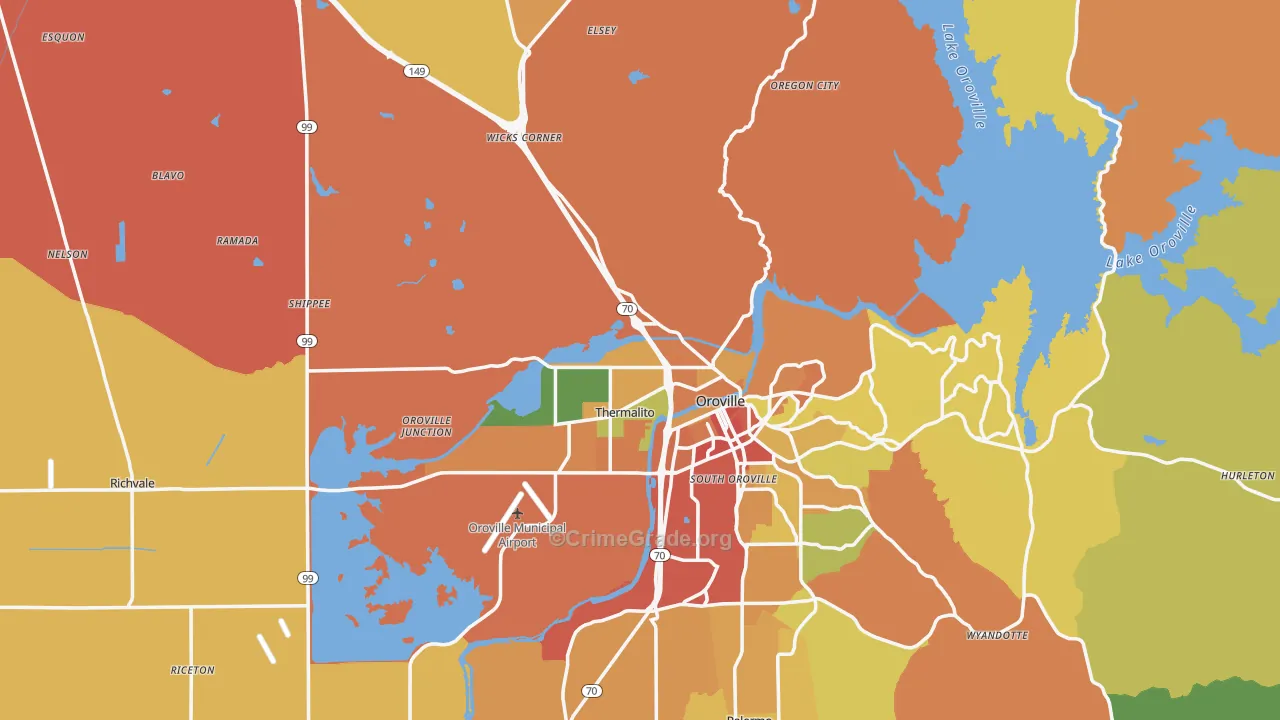 95965, CA Map of Theft Rates