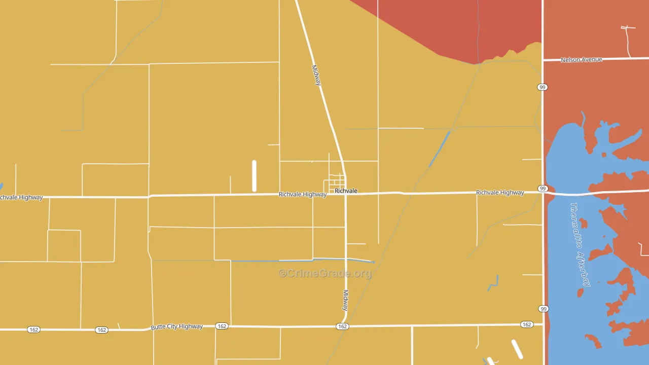 95974, CA Map of Theft Rates