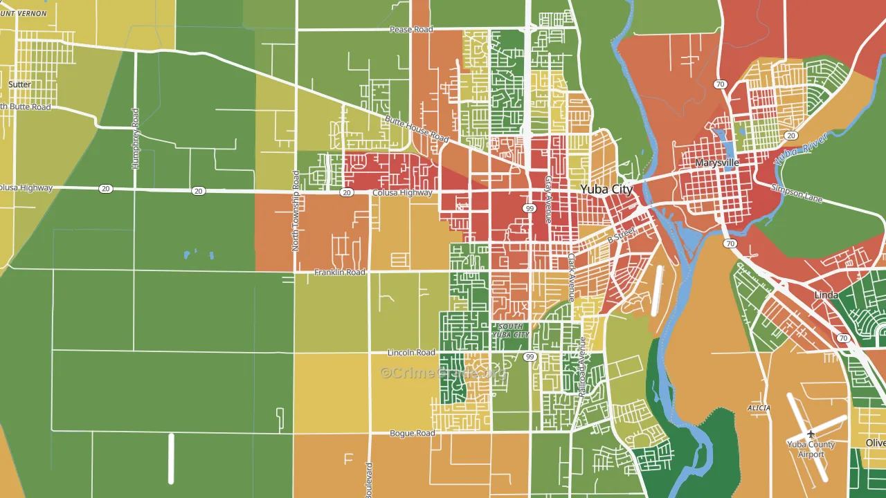 95993, CA Map of Theft Rates