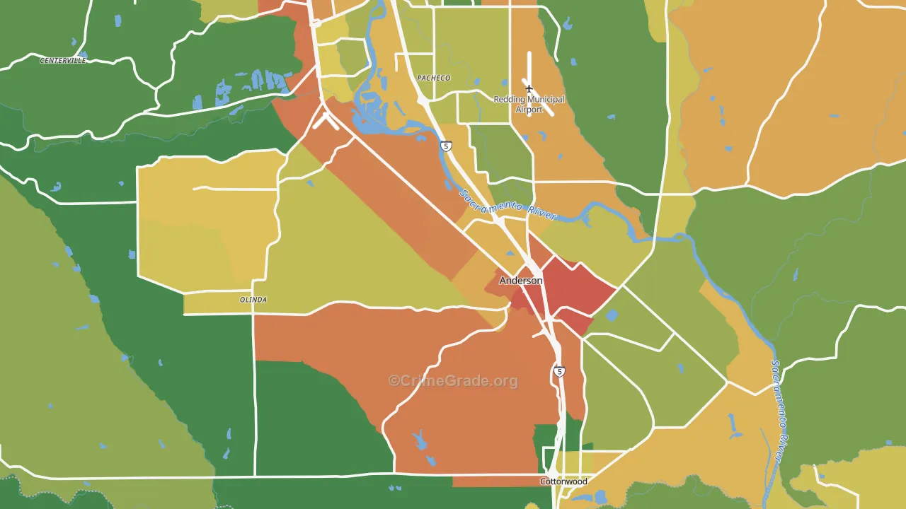 96007, CA Map of Theft Rates
