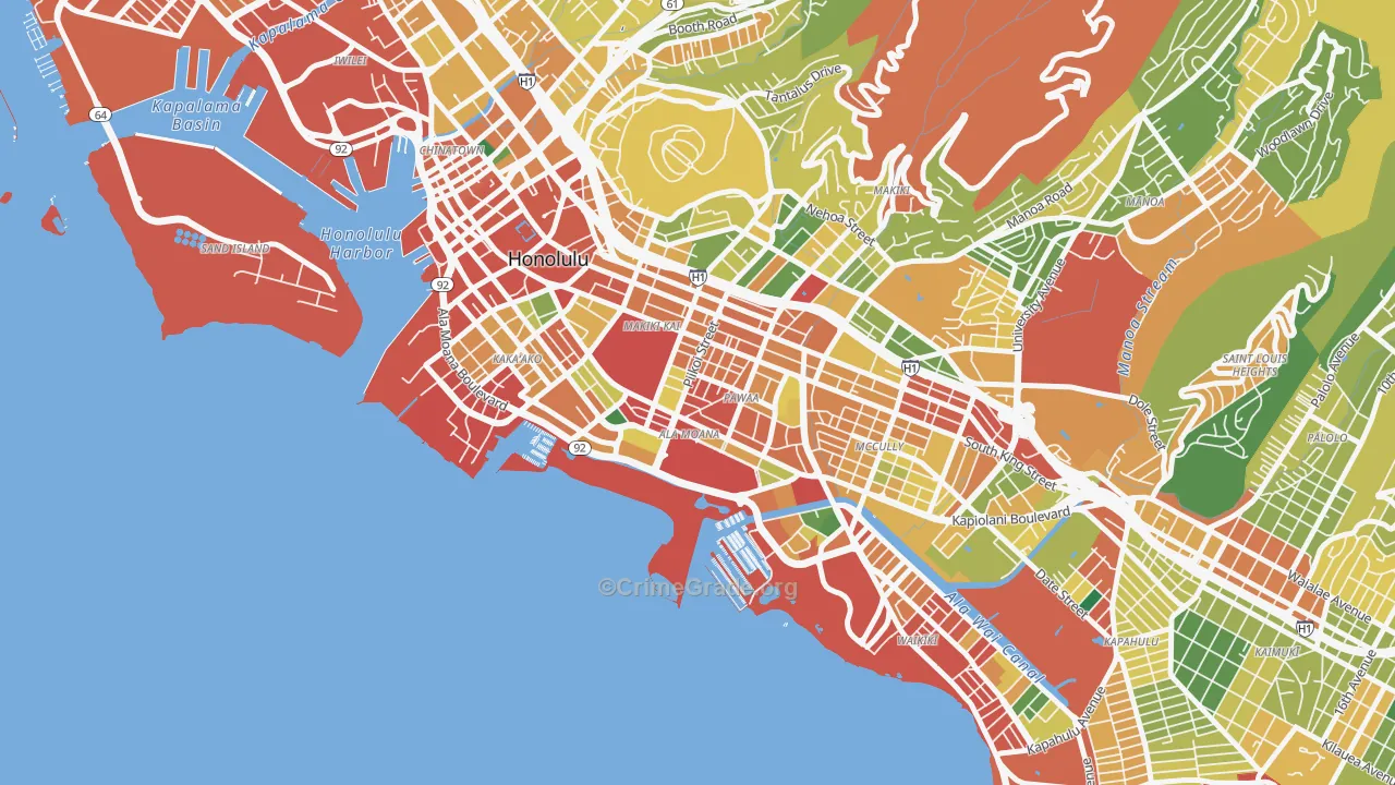 96814, HI Map of Theft Rates