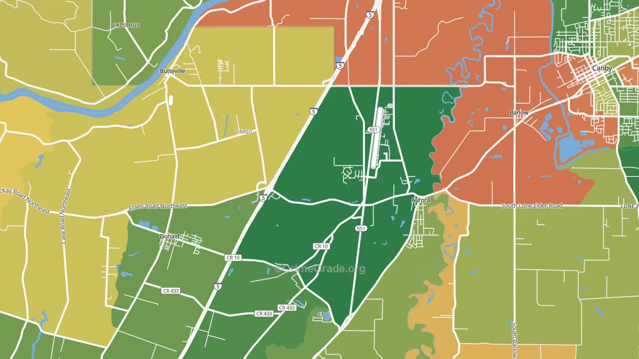 97002, OR Map of Theft Rates