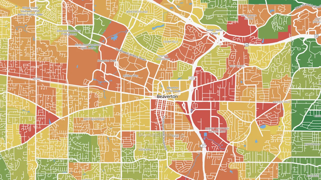 97005, OR Map of Theft Rates