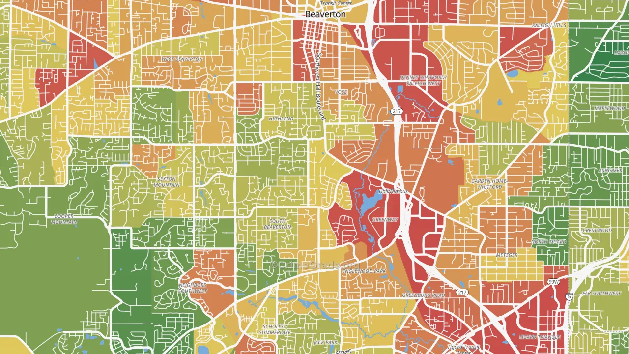 97008, OR Map of Theft Rates