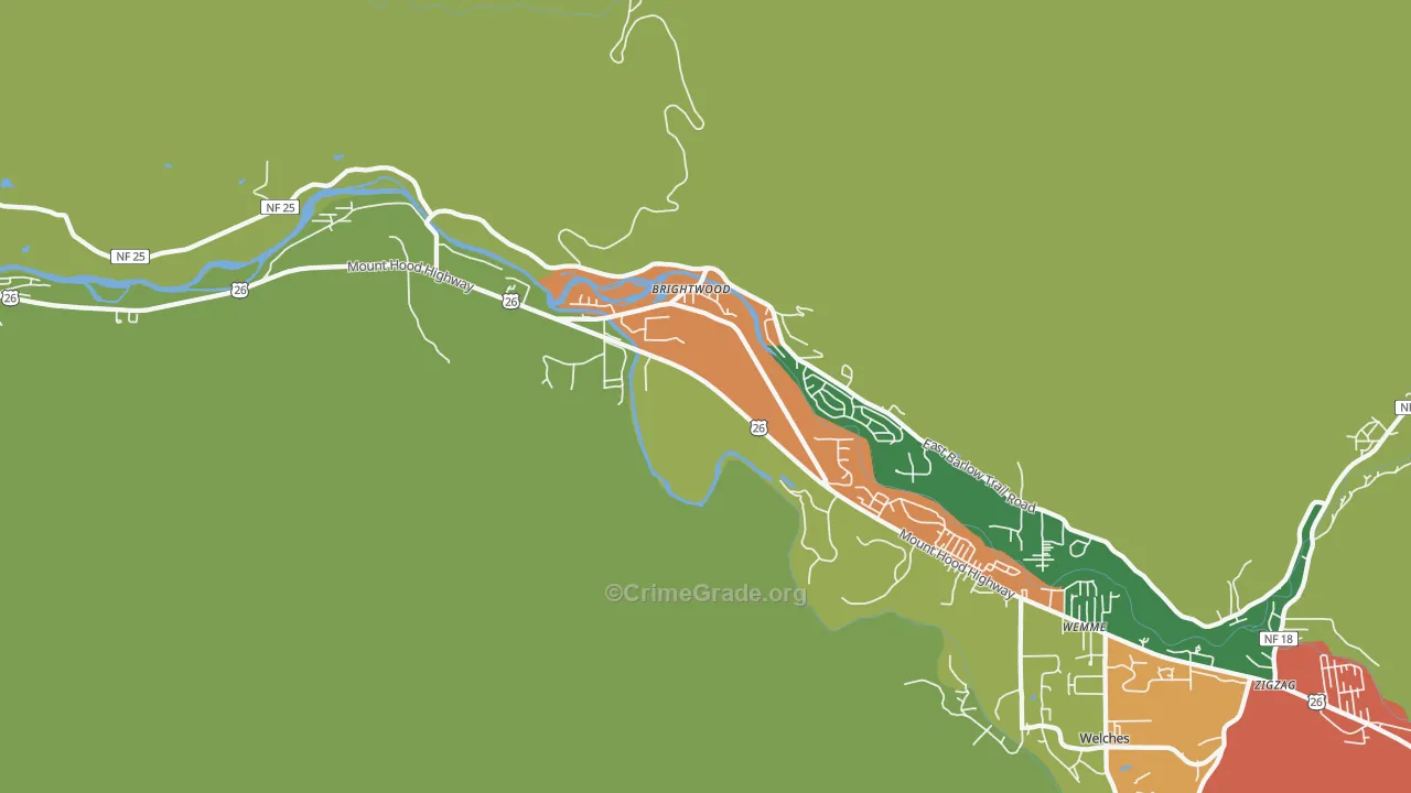 97011, OR Map of Theft Rates