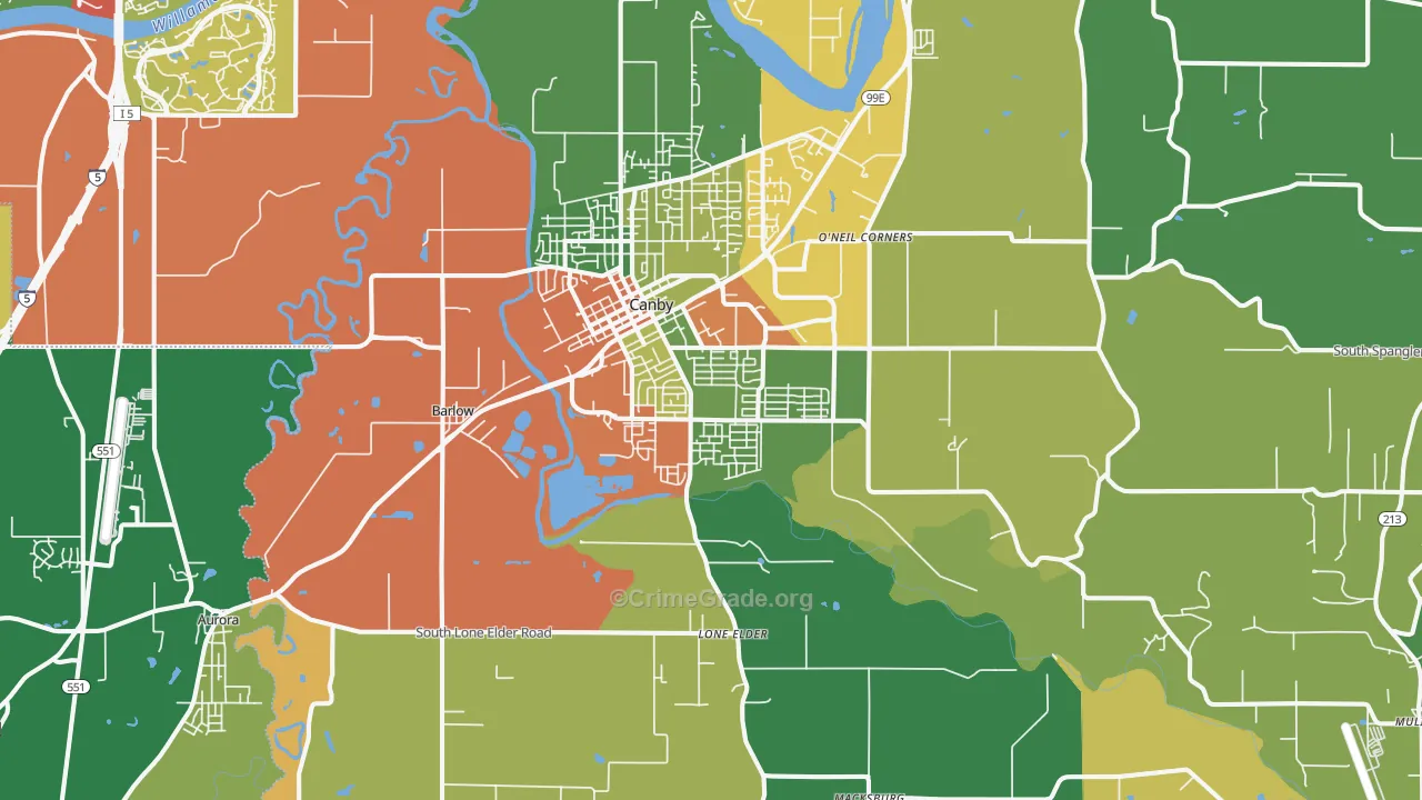 97013, OR Map of Theft Rates