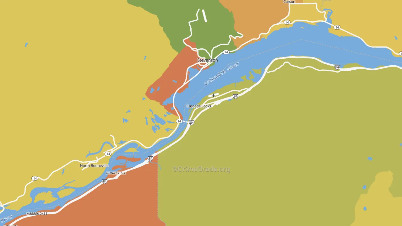 97014, OR Map of Theft Rates