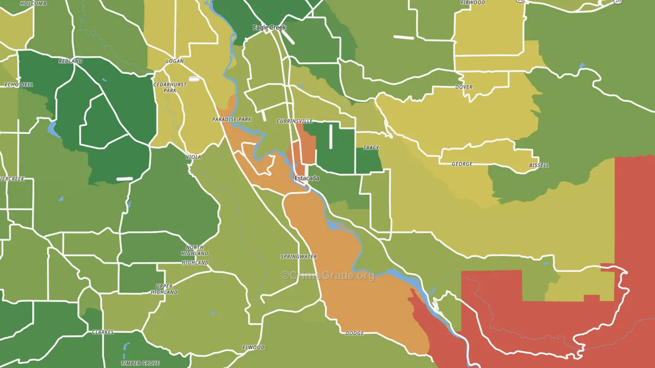 97023, OR Map of Theft Rates