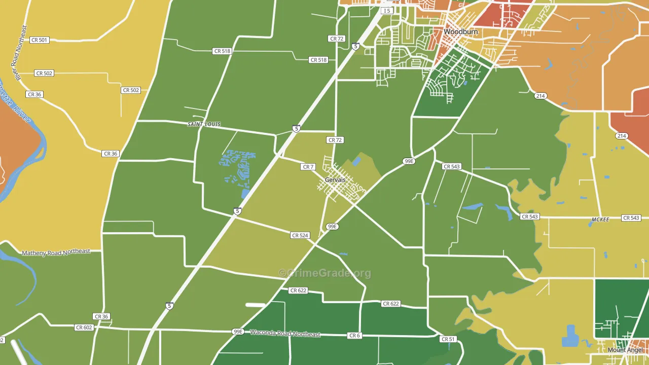 97026, OR Map of Theft Rates