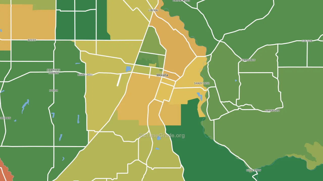 97038, OR Map of Theft Rates