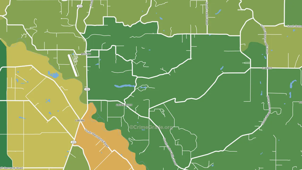 97042, OR Map of Theft Rates