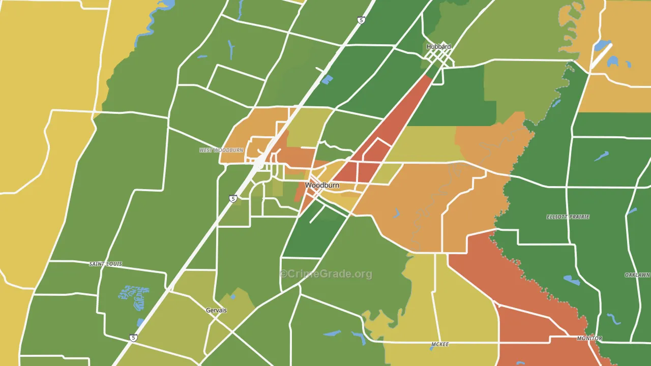 97071, OR Map of Theft Rates