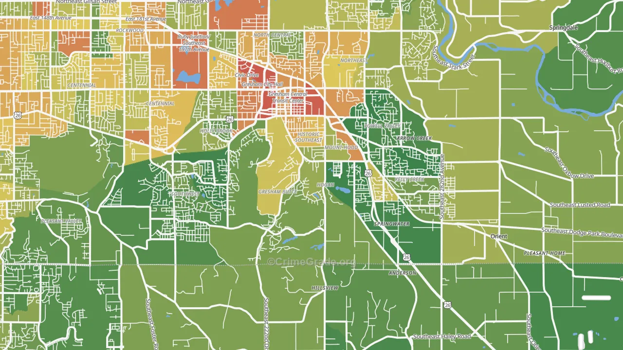 97080, OR Map of Theft Rates