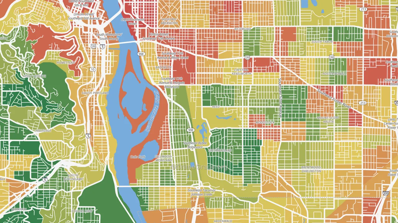 97202, OR Map of Theft Rates
