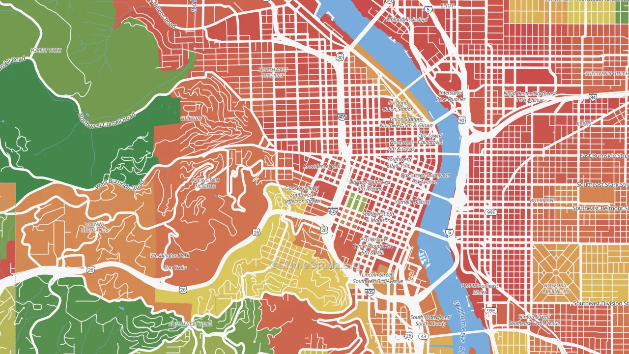 97205, OR Map of Theft Rates