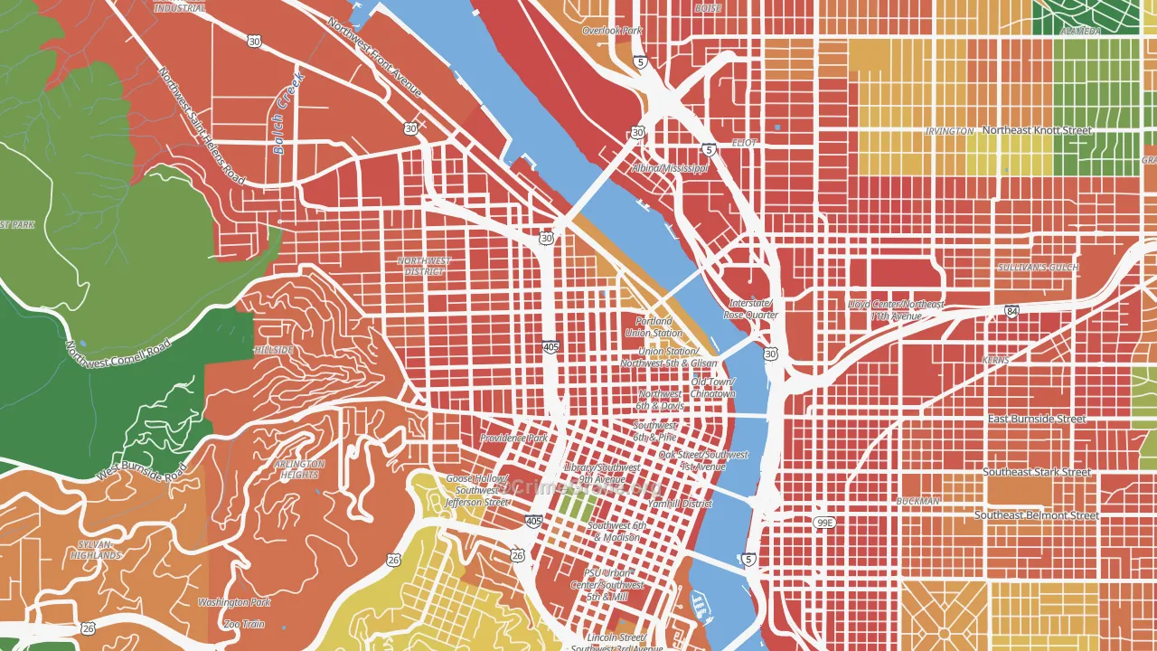 97209, OR Map of Theft Rates