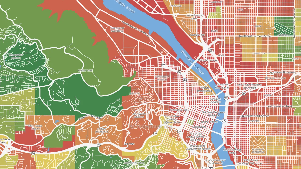 97210, OR Map of Theft Rates