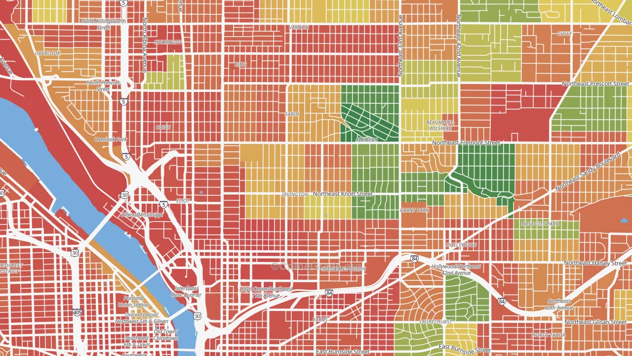 97212, OR Map of Theft Rates