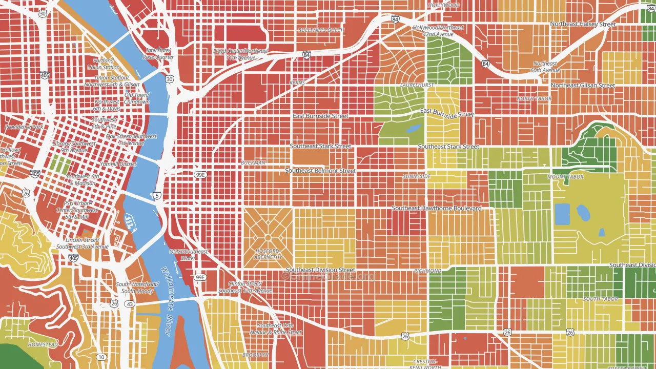 97214, OR Map of Theft Rates