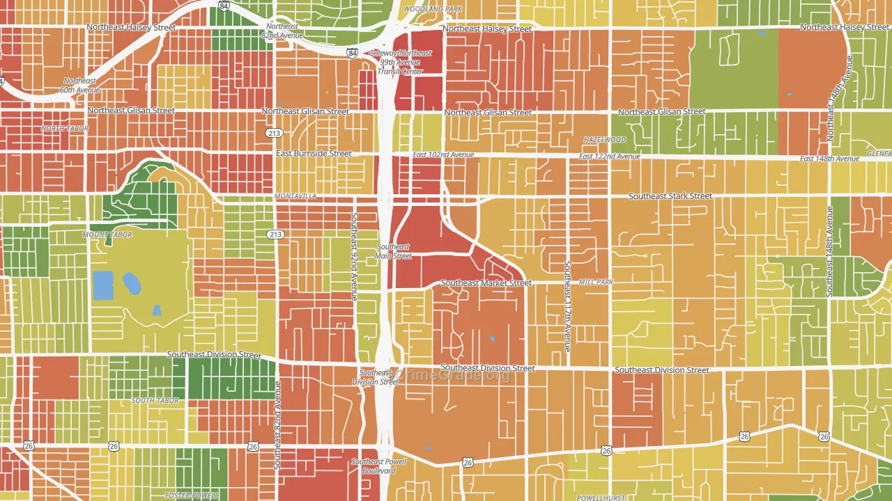 97216, OR Map of Theft Rates