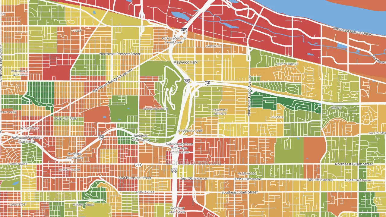 97220, OR Map of Theft Rates