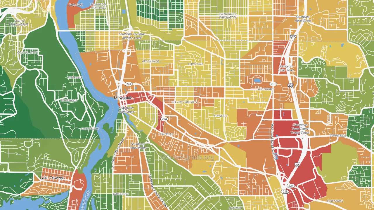 97222, OR Map of Theft Rates