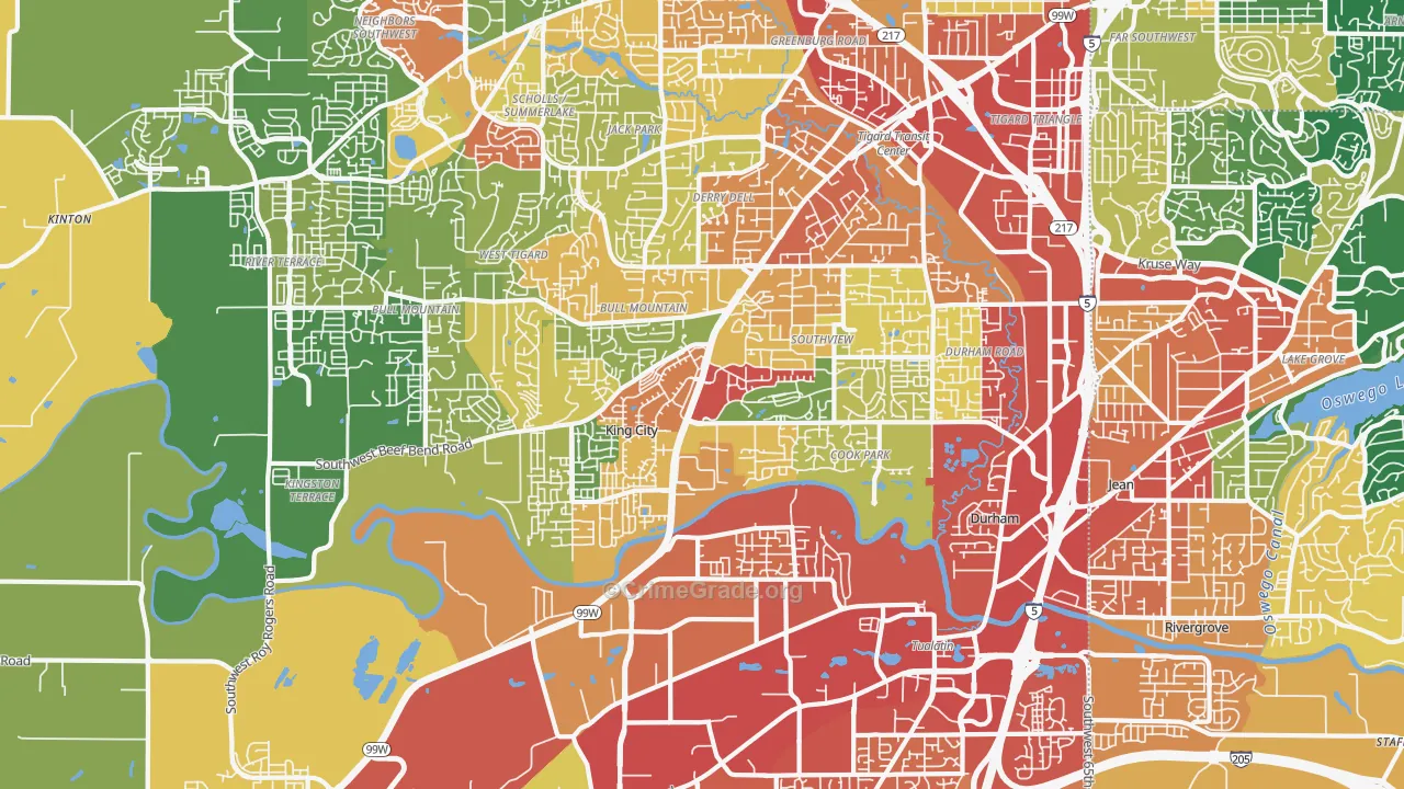97224, OR Map of Theft Rates
